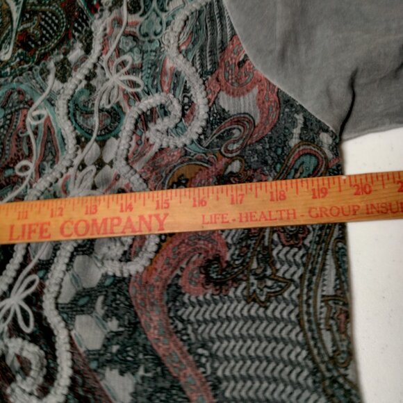 Soft Surroundings Tunic Top Shirt Women Small Gray Paisley Embroidered Lace Trim - Picture 5 of 16